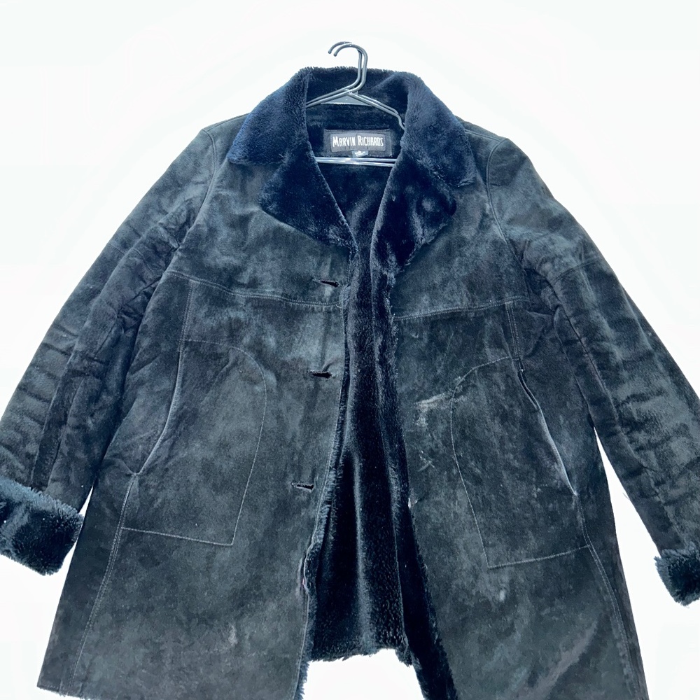 Vintage leather /suede coat with faux fur